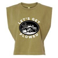 Funny Snow Plow Let's Get Plowed Drinking Snow Day Garment-Dyed Women's Muscle Tee