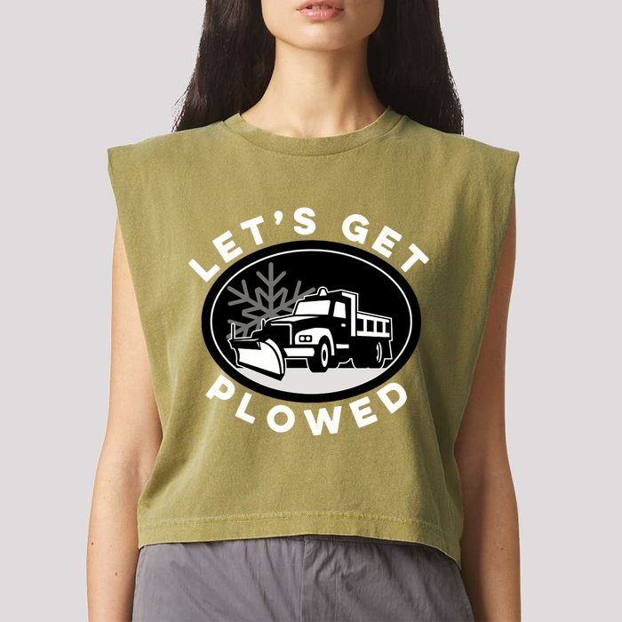 Funny Snow Plow Let's Get Plowed Drinking Snow Day Garment-Dyed Women's Muscle Tee