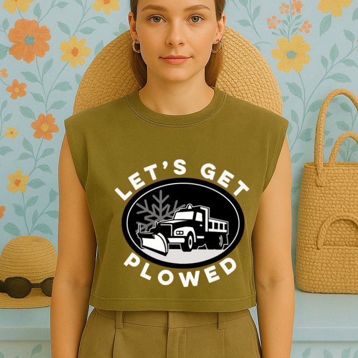 Funny Snow Plow Let's Get Plowed Drinking Snow Day Garment-Dyed Women's Muscle Tee