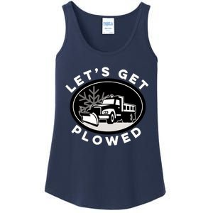 Funny Snow Plow Let's Get Plowed Drinking Snow Day Ladies Essential Tank