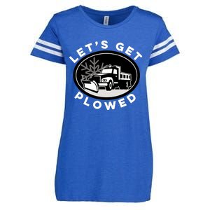 Funny Snow Plow Let's Get Plowed Drinking Snow Day Enza Ladies Jersey Football T-Shirt