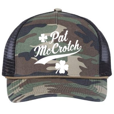 Funny St PatrickS Day Pat Mccrotch Fake Name Shamrock Irish Retro Rope Trucker Hat Cap