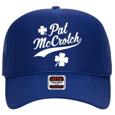 Funny St PatrickS Day Pat Mccrotch Fake Name Shamrock Irish High Crown Mesh Back Trucker Hat