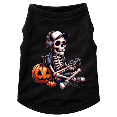 Funny Skeleton Playing Video Game Halloween Gamer Doggie Tank