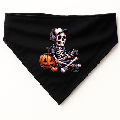 Funny Skeleton Playing Video Game Halloween Gamer USA-Made Doggie Bandana
