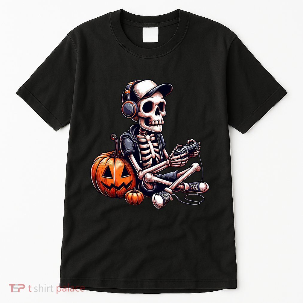 Funny Skeleton Playing Video Game Halloween Gamer Tall T-Shirt