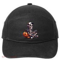 Funny Skeleton Playing Video Game Halloween Gamer 7-Panel Snapback Hat