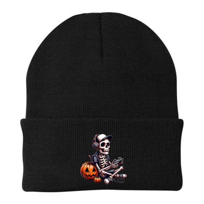 Funny Skeleton Playing Video Game Halloween Gamer Beanie