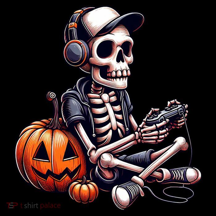 Funny Skeleton Playing Video Game Halloween Gamer 16 in Basic Backpack