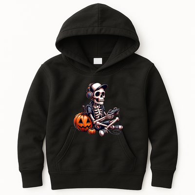 Funny Skeleton Playing Video Game Halloween Gamer Kids Hoodie
