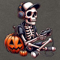 Funny Skeleton Playing Video Game Halloween Gamer Cotton Canvas Backpack