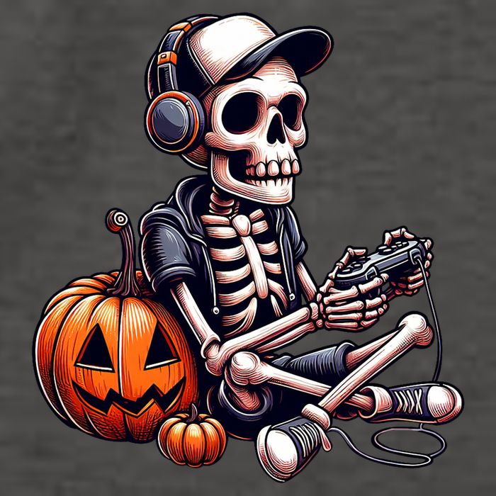 Funny Skeleton Playing Video Game Halloween Gamer Vector Backpack