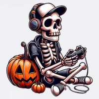 Funny Skeleton Playing Video Game Halloween Gamer Garment-Dyed Sweatshirt