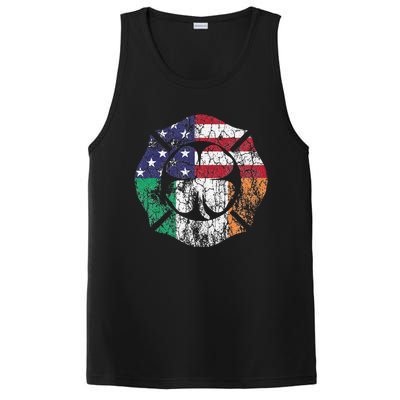 Firefighter St Patricks Day Irish American Flag Shamrock PosiCharge Competitor Tank