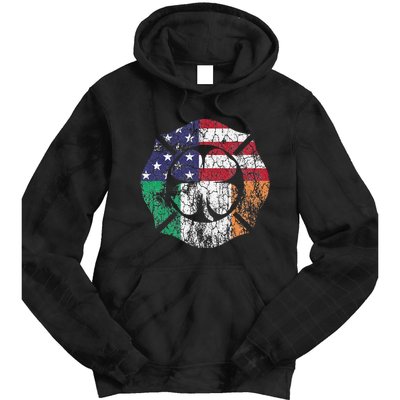 Firefighter St Patricks Day Irish American Flag Shamrock Tie Dye Hoodie