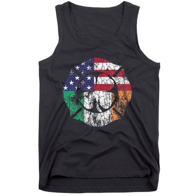 Firefighter St Patricks Day Irish American Flag Shamrock Tank Top