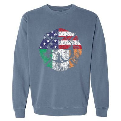 Firefighter St Patricks Day Irish American Flag Shamrock Garment-Dyed Sweatshirt