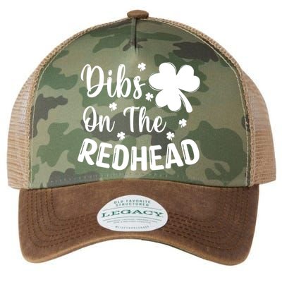 Funny St Patricks Day Irish Shamrock Dibs On The Redhead Legacy Tie Dye Trucker Hat