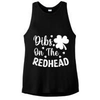 Funny St Patricks Day Irish Shamrock Dibs On The Redhead Ladies PosiCharge Tri-Blend Wicking Tank