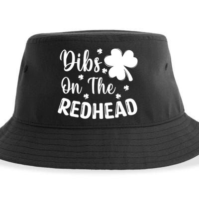 Funny St Patricks Day Irish Shamrock Dibs On The Redhead Sustainable Bucket Hat