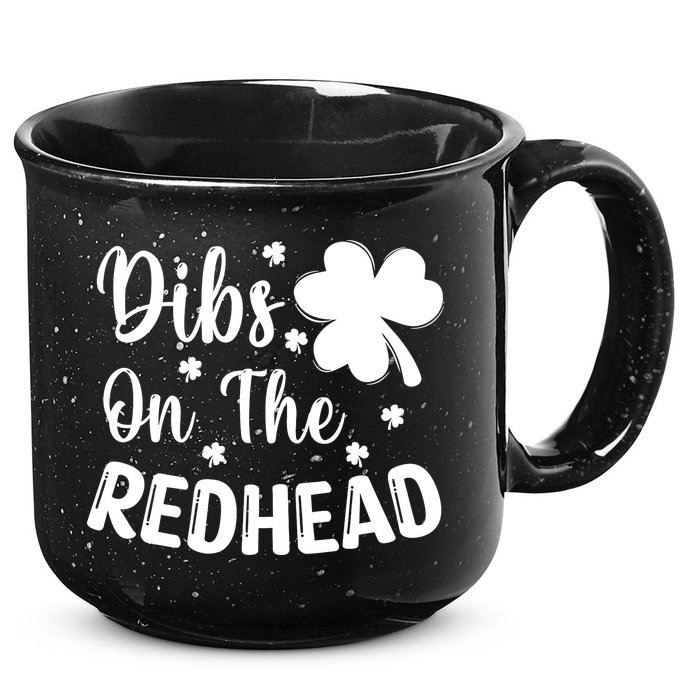 Funny St Patricks Day Irish Shamrock Dibs On The Redhead 15oz Campfire Ceramic Mug