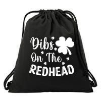 Funny St Patricks Day Irish Shamrock Dibs On The Redhead Drawstring Bag