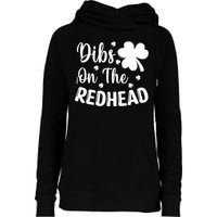 Funny St Patricks Day Irish Shamrock Dibs On The Redhead Womens Funnel Neck Pullover Hood