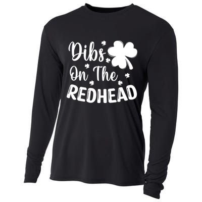 Funny St Patricks Day Irish Shamrock Dibs On The Redhead Cooling Performance Long Sleeve Crew