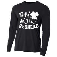 Funny St Patricks Day Irish Shamrock Dibs On The Redhead Cooling Performance Long Sleeve Crew