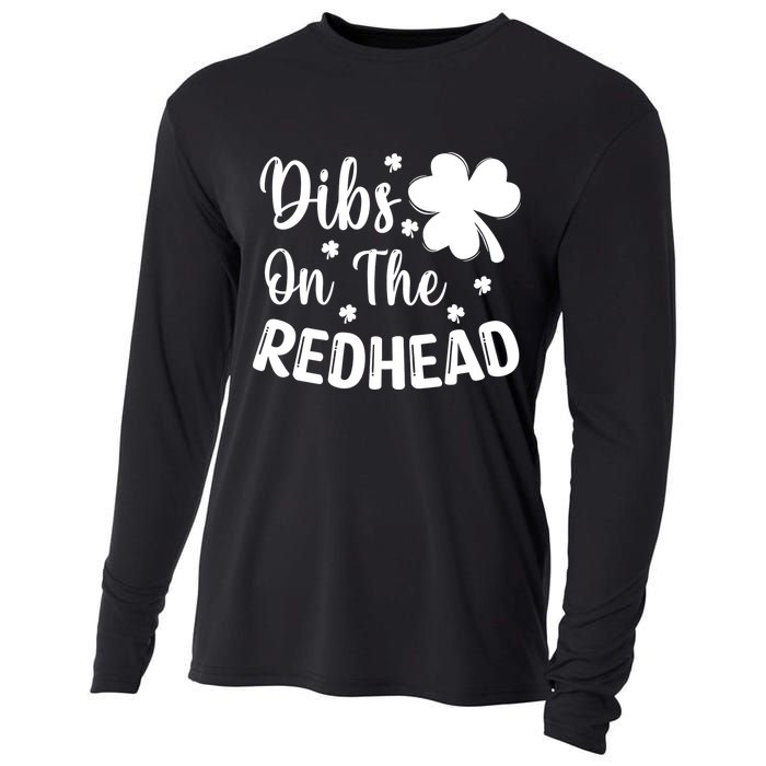 Funny St Patricks Day Irish Shamrock Dibs On The Redhead Cooling Performance Long Sleeve Crew