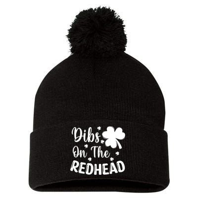 Funny St Patricks Day Irish Shamrock Dibs On The Redhead Pom Pom 12in Knit Beanie