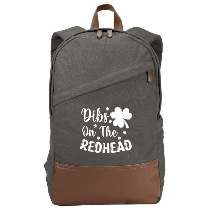 Funny St Patricks Day Irish Shamrock Dibs On The Redhead Cotton Canvas Backpack