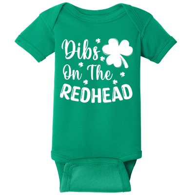 Funny St Patricks Day Irish Shamrock Dibs On The Redhead Baby Bodysuit