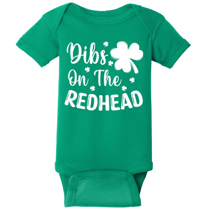 Funny St Patricks Day Irish Shamrock Dibs On The Redhead Baby Bodysuit