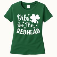 Funny St Patricks Day Irish Shamrock Dibs On The Redhead Womens T-Shirt