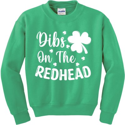 Funny St Patricks Day Irish Shamrock Dibs On The Redhead Kids Sweatshirt