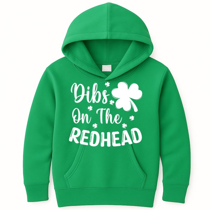Funny St Patricks Day Irish Shamrock Dibs On The Redhead Kids Hoodie