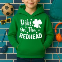Funny St Patricks Day Irish Shamrock Dibs On The Redhead Kids Hoodie