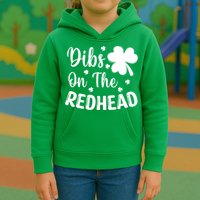 Funny St Patricks Day Irish Shamrock Dibs On The Redhead Kids Hoodie