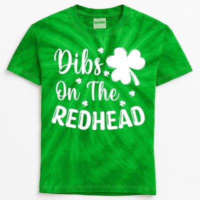 Funny St Patricks Day Irish Shamrock Dibs On The Redhead Kids Tie-Dye T-Shirt