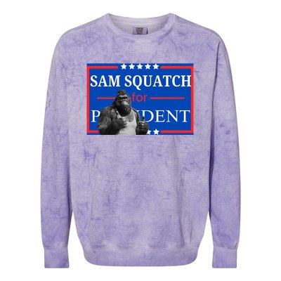 Funny Sasquatch President Election Bigfoot Colorblast Crewneck Sweatshirt