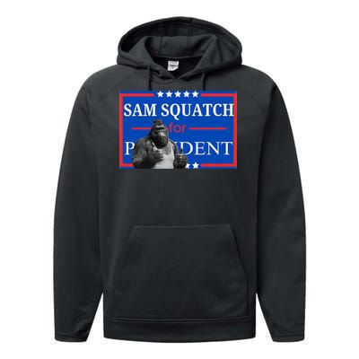 Funny Sasquatch President Election Bigfoot Performance Fleece Hoodie