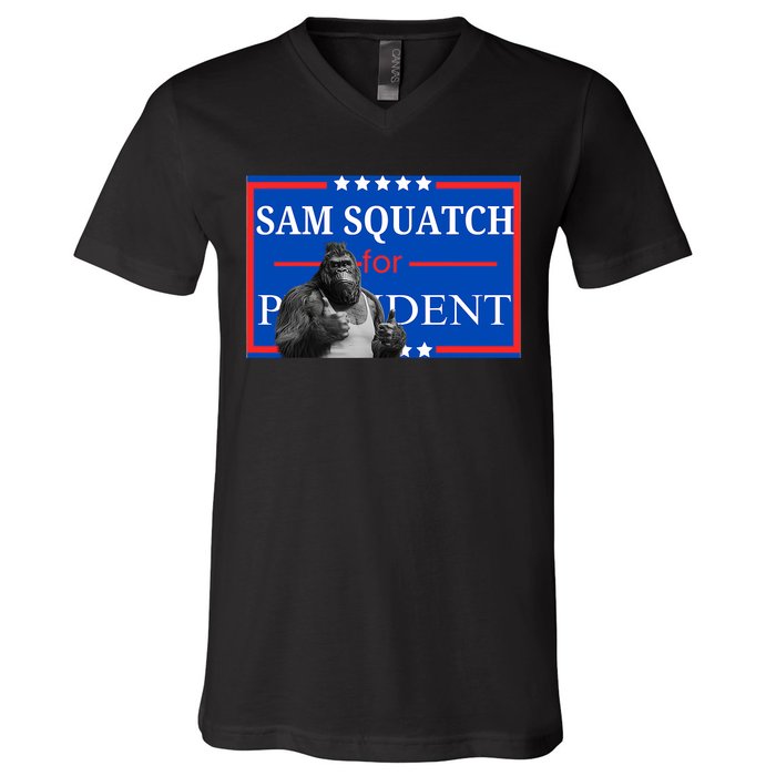 Funny Sasquatch President Election Bigfoot V-Neck T-Shirt