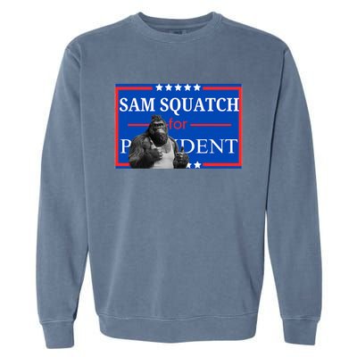 Funny Sasquatch President Election Bigfoot Garment-Dyed Sweatshirt