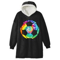 funny Soccer Player Soccer Ball Tie Dye Vintage Hooded Wearable Blanket