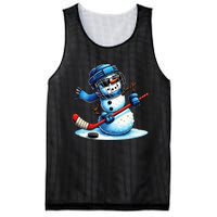 Funny Snowman Playing Ice Hockey Lovers Christmas Mesh Reversible Basketball Jersey Tank