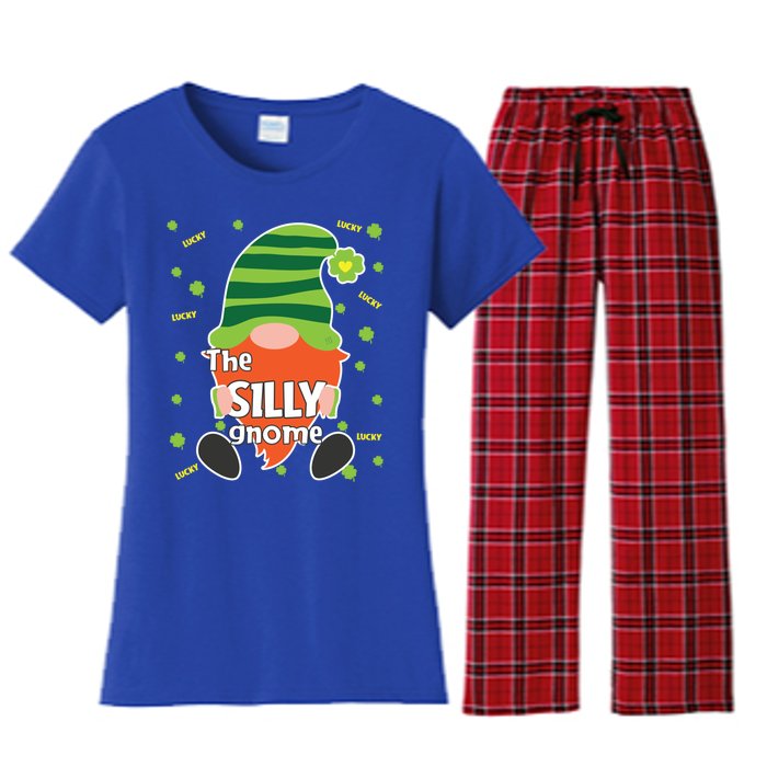 Funny St Patricks Day Silly Gnome Matching Gift Great Gift Women's Flannel Pajama Set