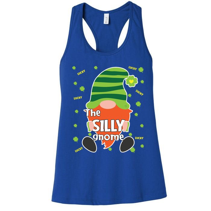 Funny St Patricks Day Silly Gnome Matching Gift Great Gift Women's Racerback Tank