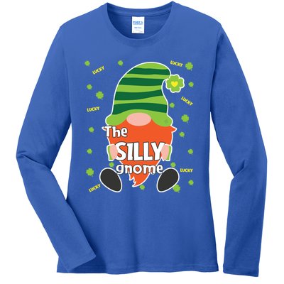 Funny St Patricks Day Silly Gnome Matching Gift Great Gift Ladies Long Sleeve Shirt