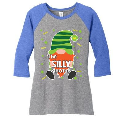 Funny St Patricks Day Silly Gnome Matching Gift Great Gift Women's Tri-Blend 3/4-Sleeve Raglan Shirt